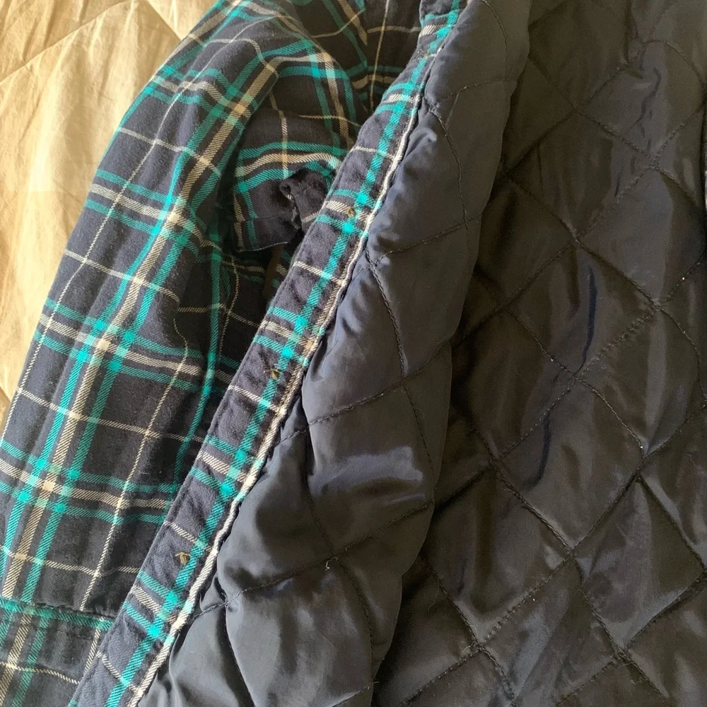 Gap Kids Blue Plaid Quilted Flannel Shacket Size S